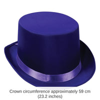 6 Pack Bulk Satin Sleek Top Hat - purple