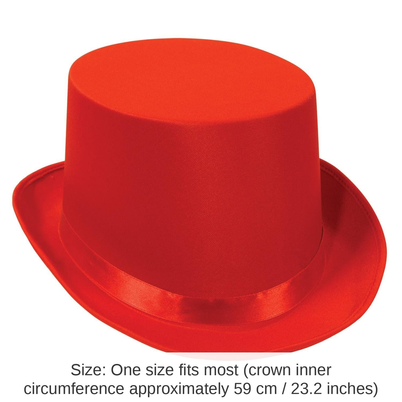 6 Pack Bulk Satin Sleek Top Hat - red