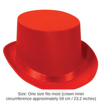 6 Pack Bulk Satin Sleek Top Hat - red