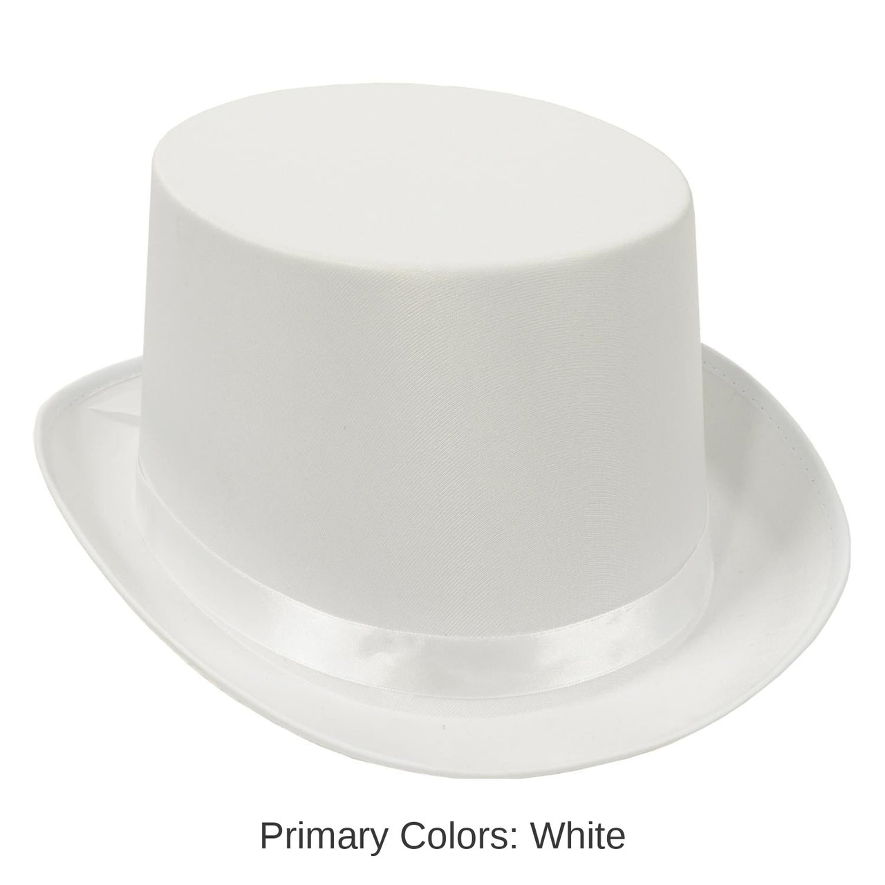 6 Pack Bulk Satin Sleek Top Hat - white