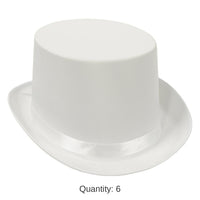 6 Pack Bulk Satin Sleek Top Hat - white