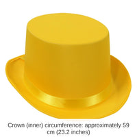 6 Pack Bulk Satin Sleek Top Hat - yellow