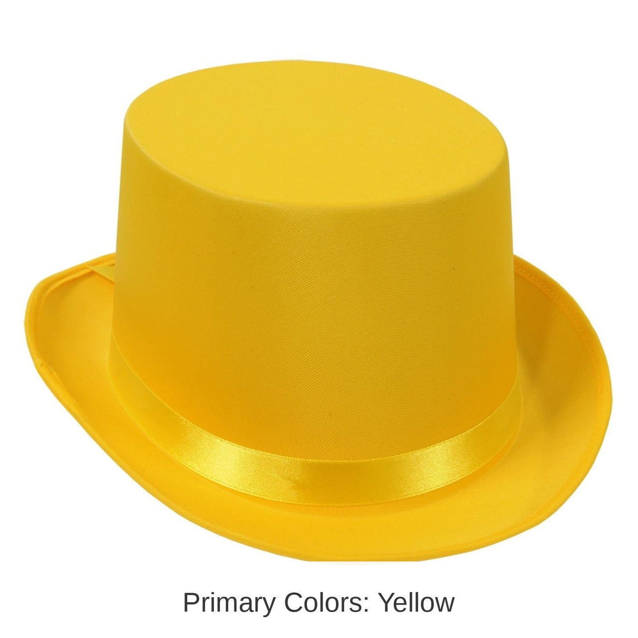 6 Pack Bulk Satin Sleek Top Hat - yellow