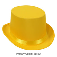 6 Pack Bulk Satin Sleek Top Hat - yellow