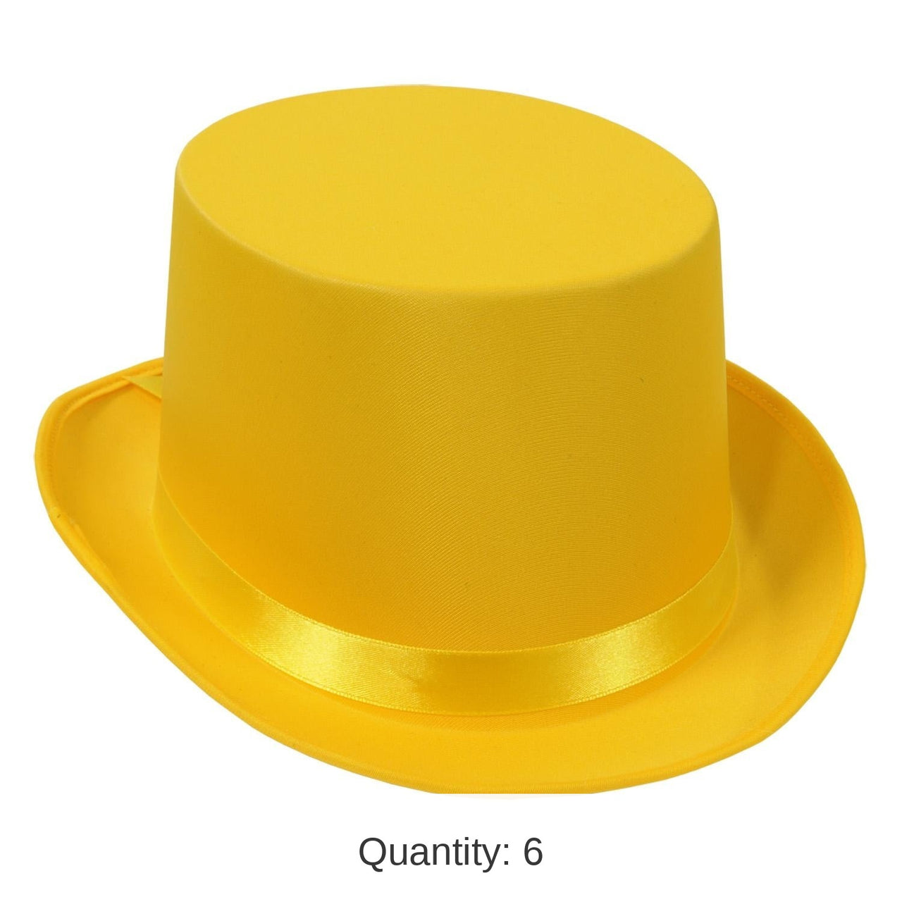 6 Pack Bulk Satin Sleek Top Hat - yellow