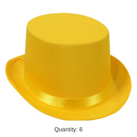 6 Pack Bulk Satin Sleek Top Hat - yellow