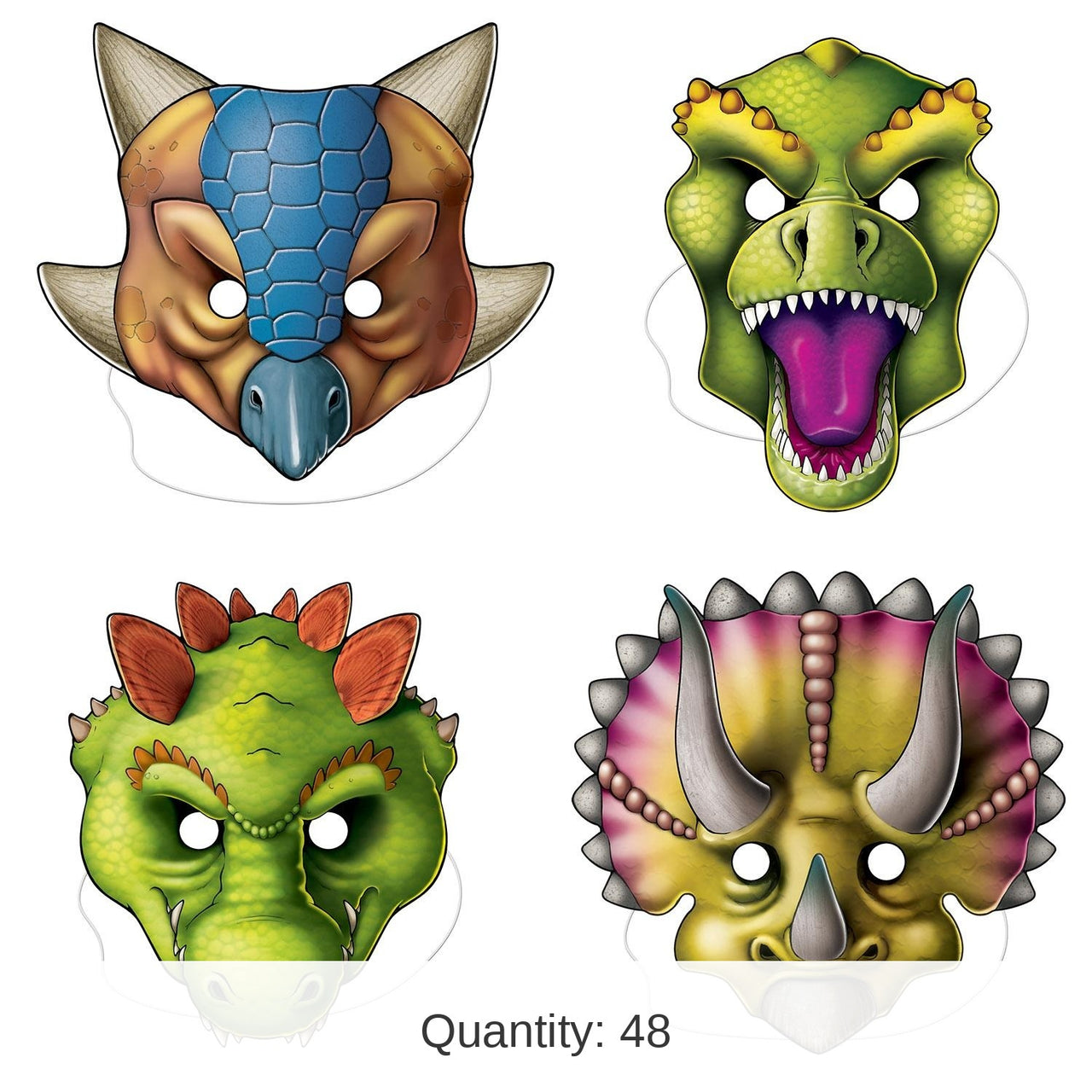 48 Pack Bulk Dinosaur Party Masks