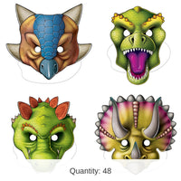 48 Pack Bulk Dinosaur Party Masks