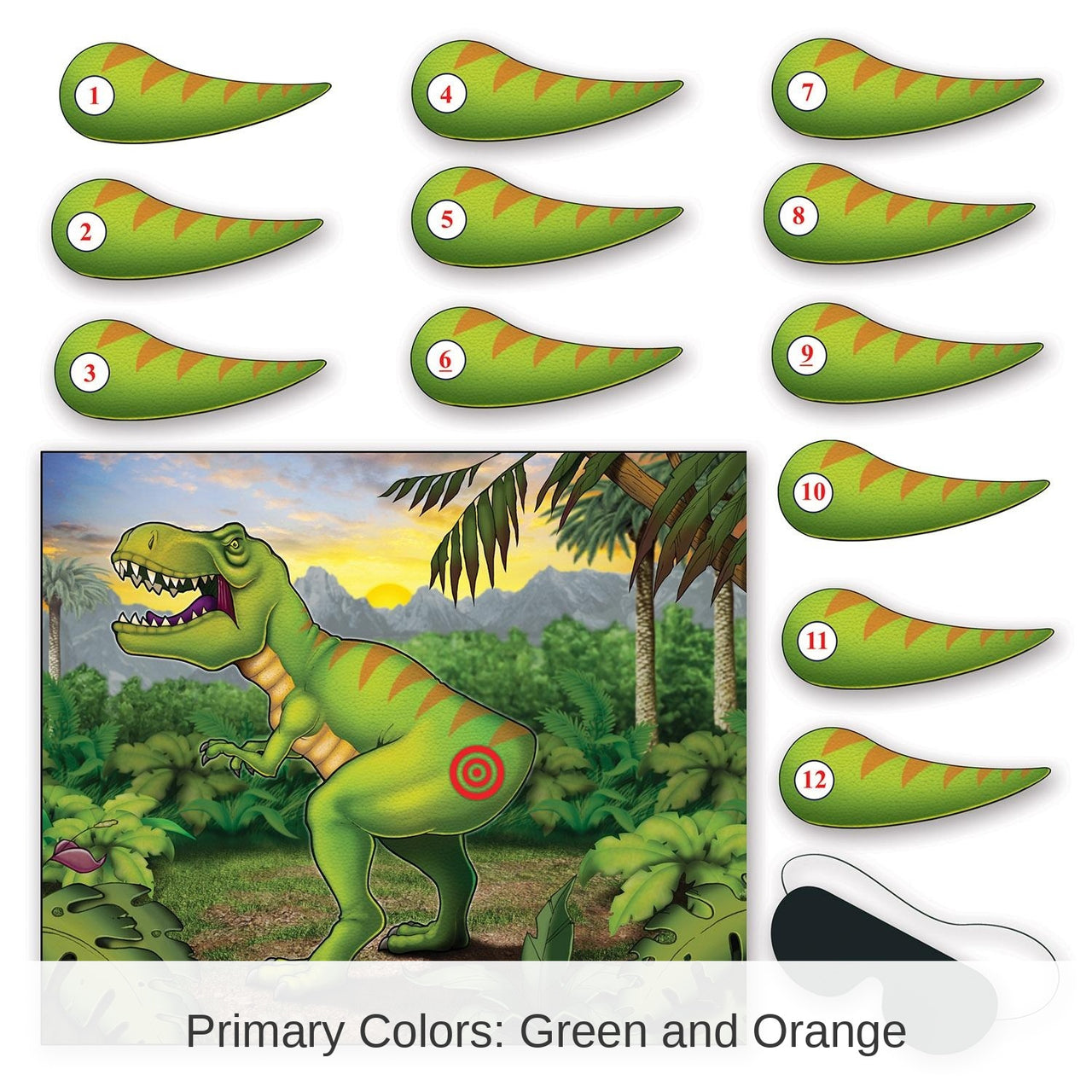 24 Pack Bulk Pin The Tail On The Dinosaur Party Game