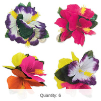 6 Pack Bulk Luau Party Tropical Hair Clips