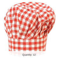 12 Pack Bulk Gingham Fabric Chef's Hat