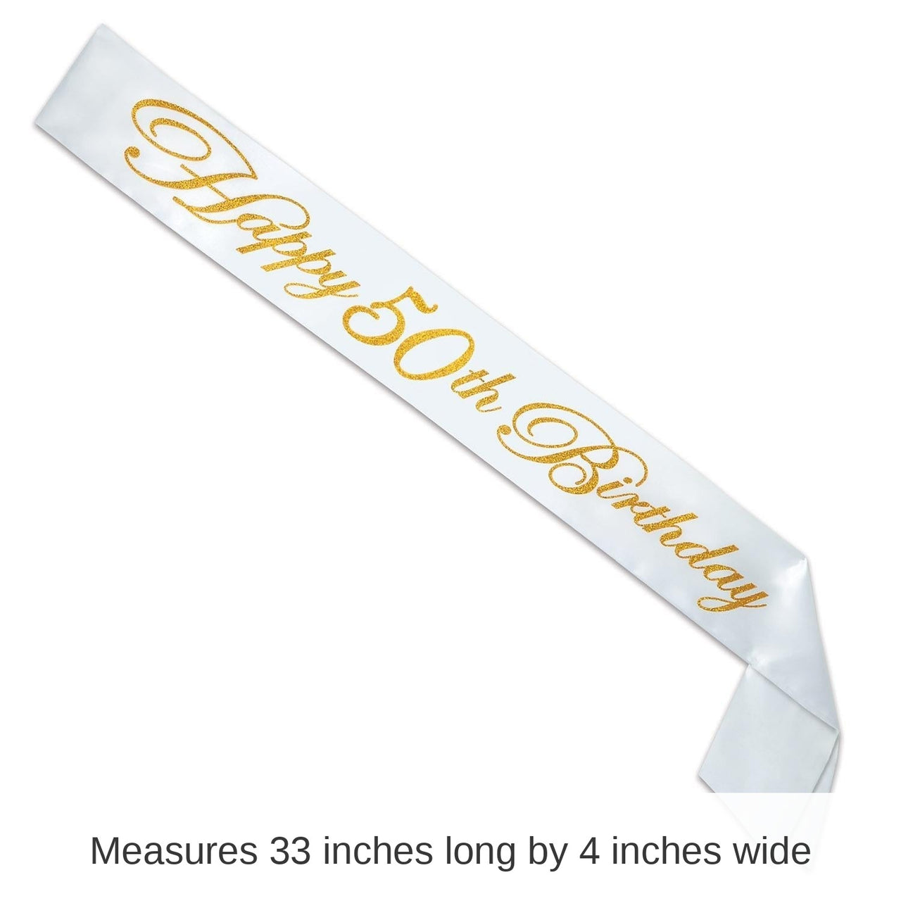 6 Pack Bulk Glittered Happy 50th Birthday Satin Sash