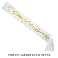 6 Pack Bulk Glittered Happy 50th Birthday Satin Sash