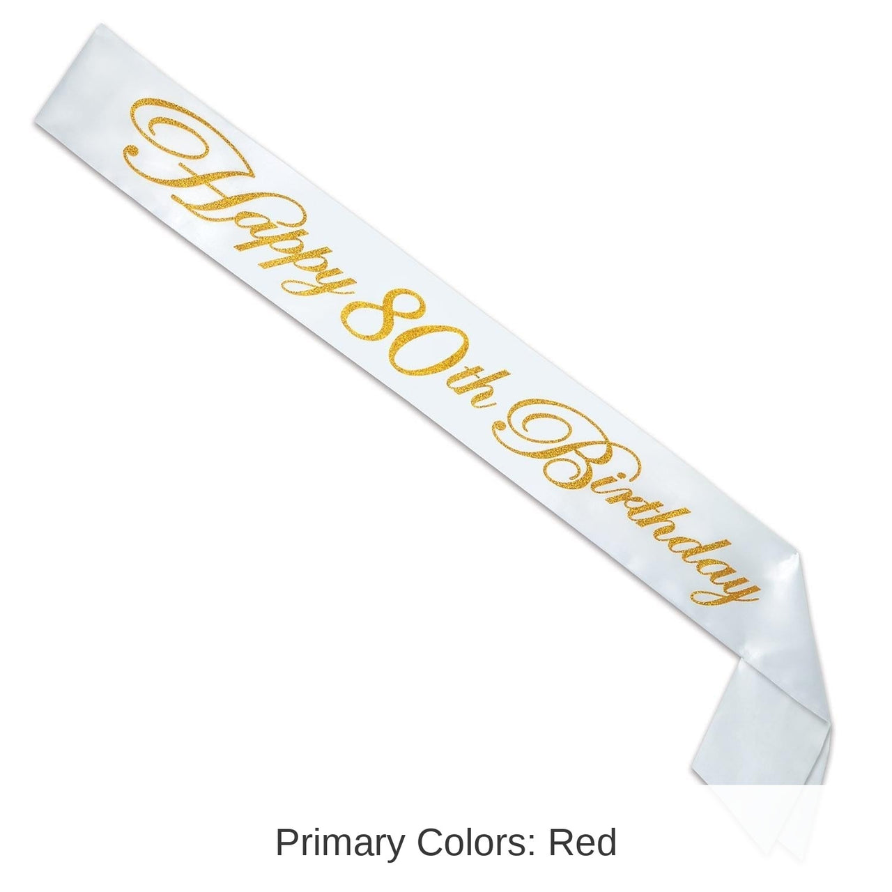 6 Pack Bulk Glittered Happy 80th Birthday Satin Sash