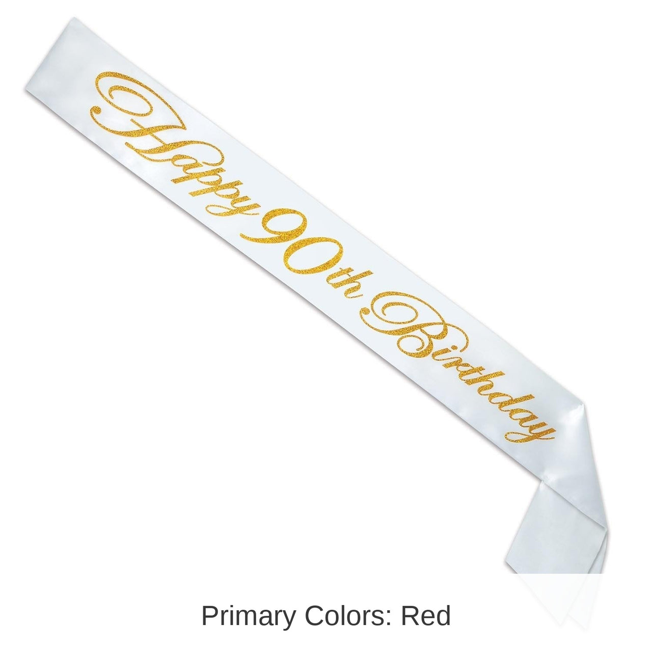6 Pack Bulk Glittered Happy 90th Birthday Satin Sash