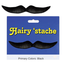 12 Pack Bulk Halloween Hairy 'stache - black - self-adhesive