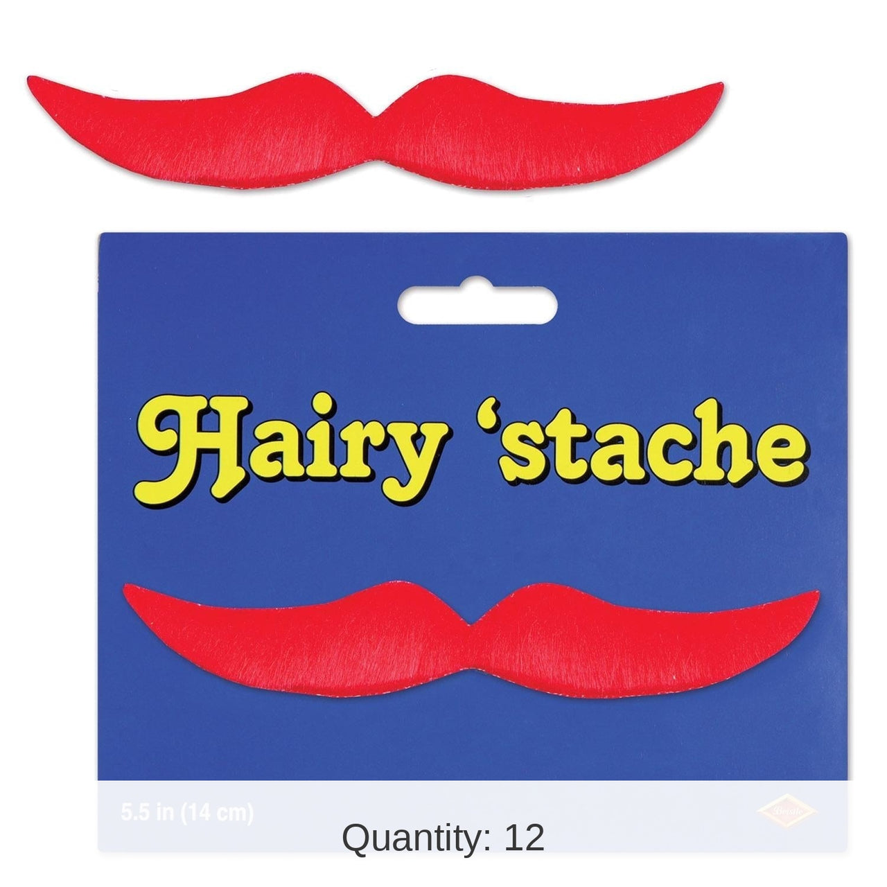 12 Pack Bulk Halloween Hairy 'stache - red - self-adhesive