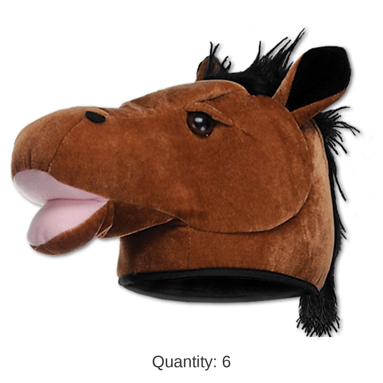 6 Pack Bulk Plush Horse Head Hat