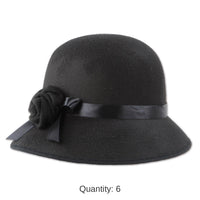 6 Pack Bulk Felt Cloche Hat