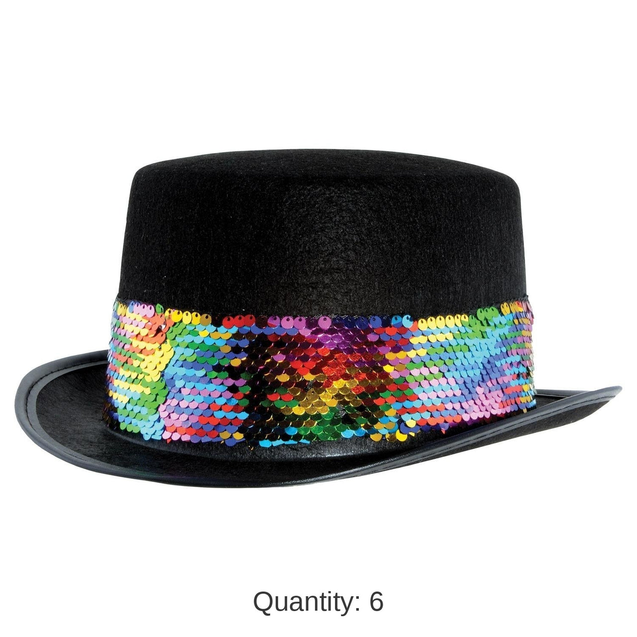 6 Piece Bulk Felt Topper with Rainbow Sequined Band