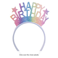 12 Pack Bulk Glitter Happy Birthday Headband Snap-On Fun!