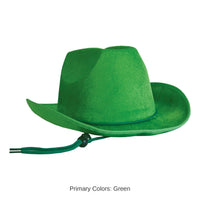 6 Pack Bulk Green Velour Cowboy Hat One Size Fits Most