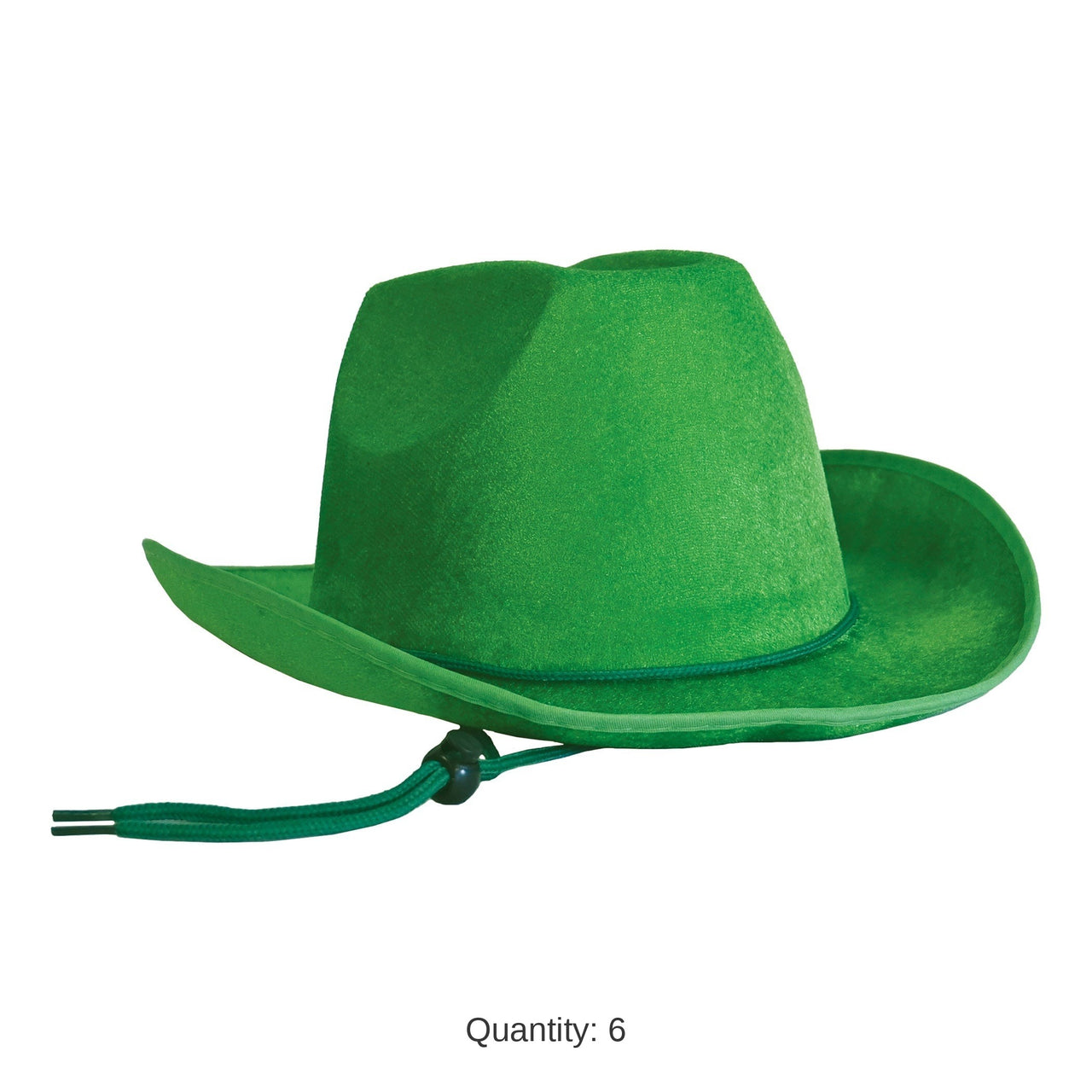 6 Pack Bulk Green Velour Cowboy Hat One Size Fits Most