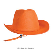 6 Pack Bulk Orange Velour Cowboy Hat One Size Fits Most