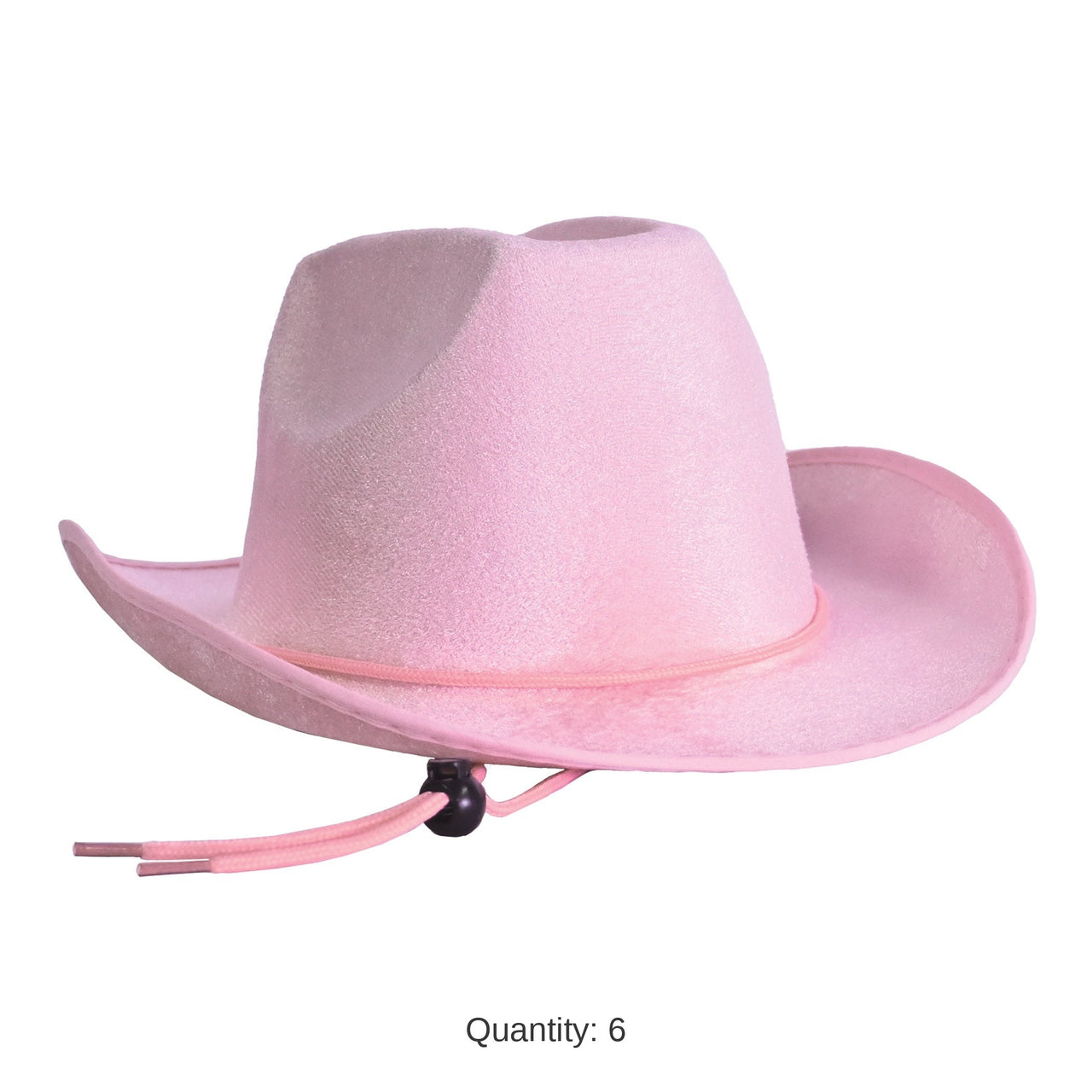 6 Pack Bulk Pink Velour Cowboy Hat One Size Fits Most