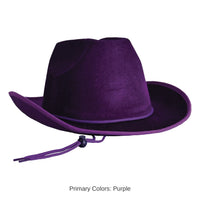 6 Pack Bulk Purple Velour Cowboy Hat One Size Fits Most