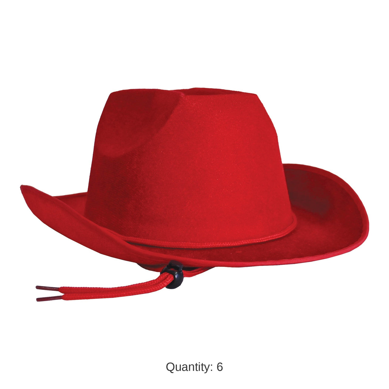 6 Pack Bulk Red Velour Cowboy Hat One Size Fits Most