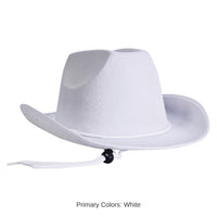 6 Pack Bulk White Velour Cowboy Hat One Size Fits Most
