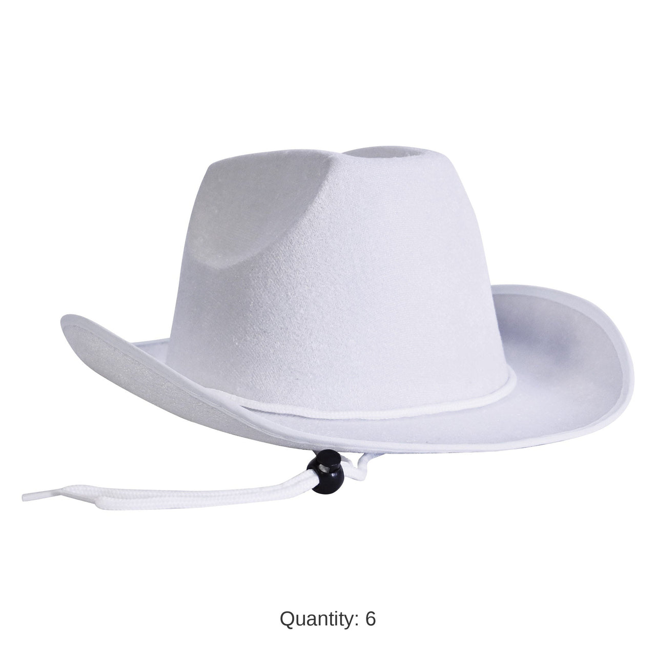 6 Pack Bulk White Velour Cowboy Hat One Size Fits Most
