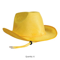 6 Pack Bulk Yellow Velour Cowboy Hat One Size Fits Most
