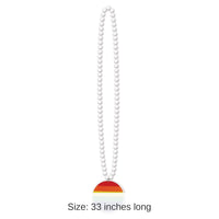 12 Pack Bulk Bead Necklace with Printed Rainbow Party Medallion