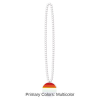 12 Pack Bulk Bead Necklace with Printed Rainbow Party Medallion