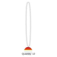 12 Pack Bulk Bead Necklace with Printed Rainbow Party Medallion