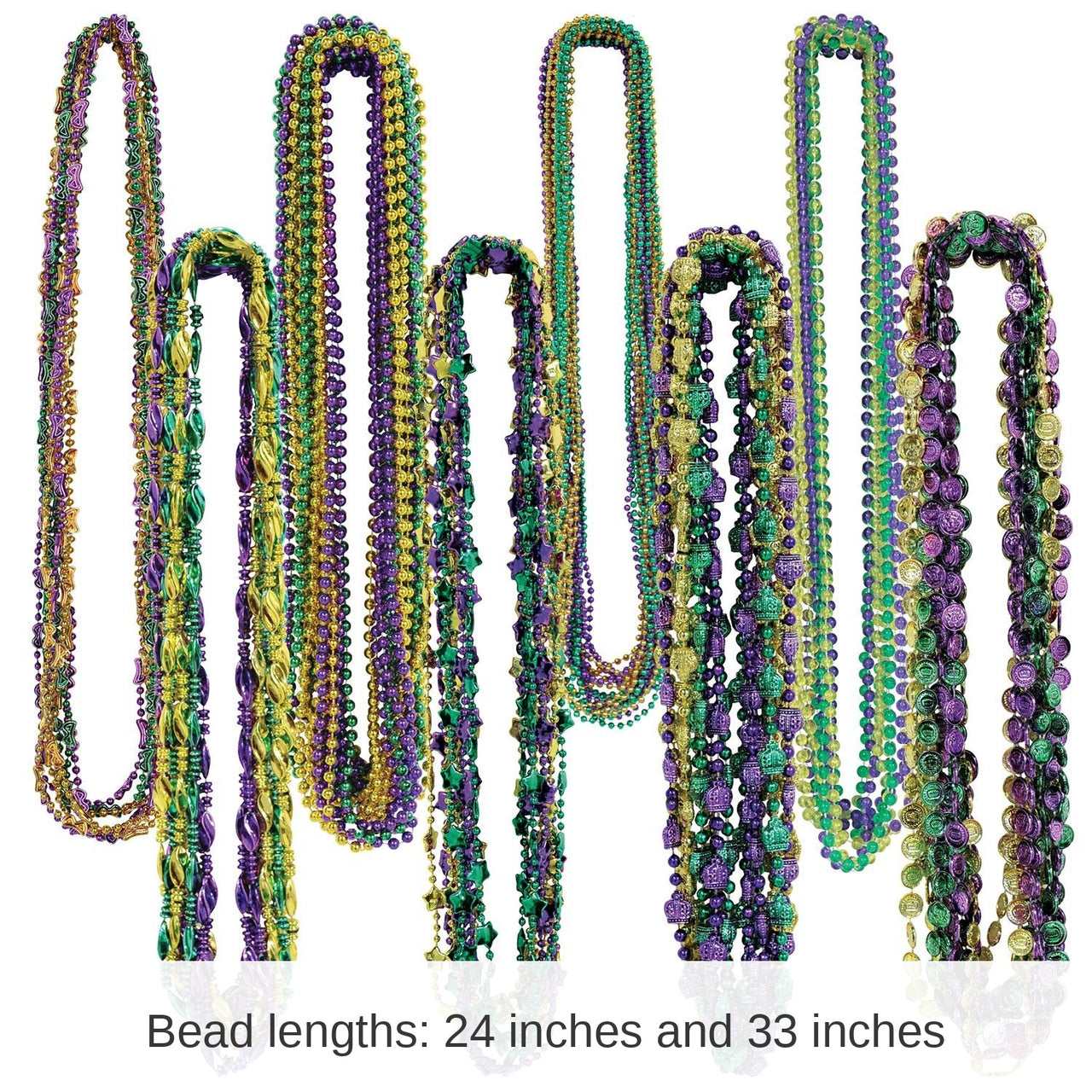 100 Pack Bulk Mardi Gras Bead Assortment