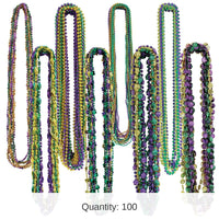 100 Pack Bulk Mardi Gras Bead Assortment