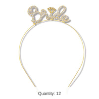 12 Pack Bulk Bachelorette Party Rhinestone Bride Headband