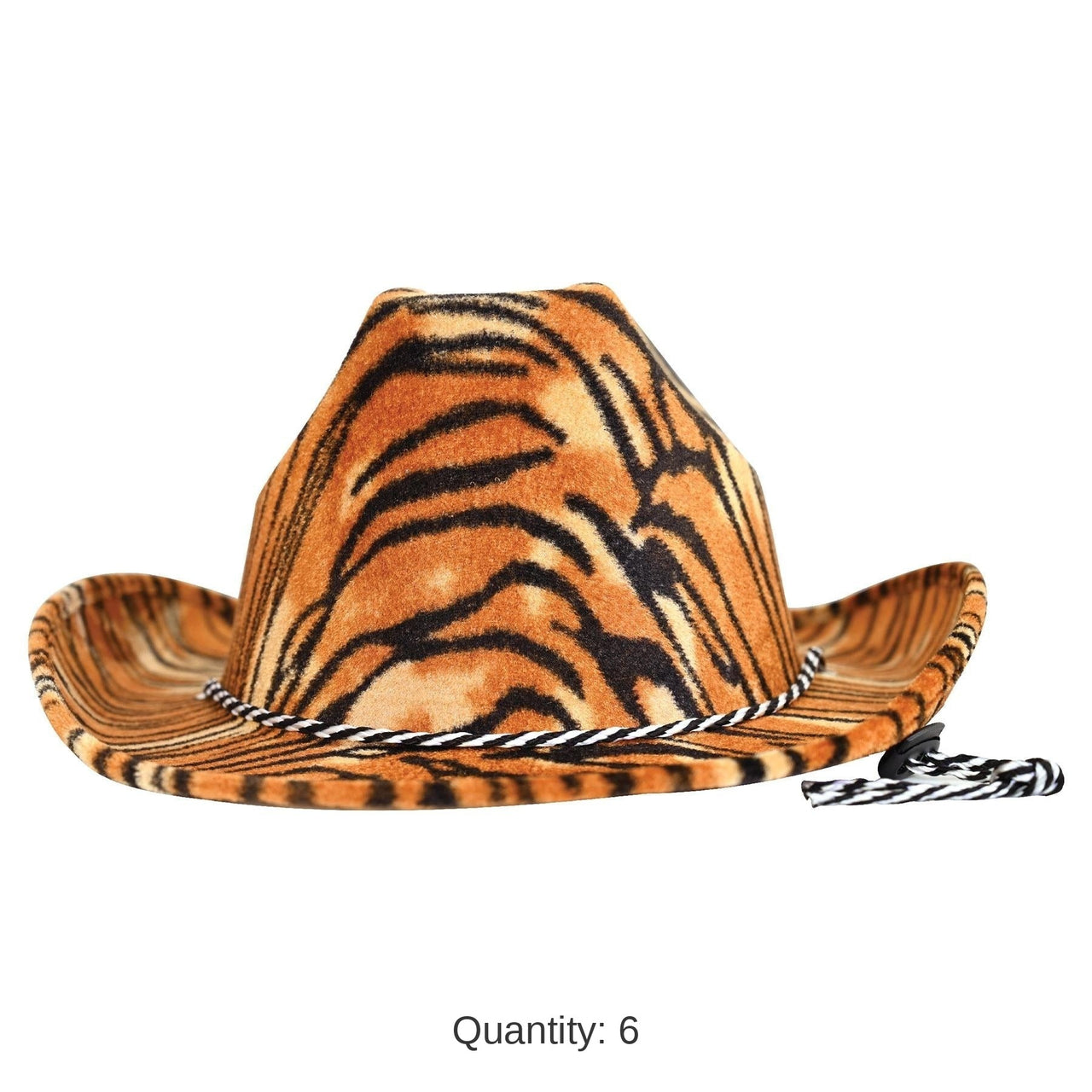 6 Pack Bulk Tiger Print Cowboy Hat