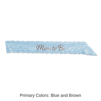 6 Pack Bulk Mom To Be Lace Sash - Light blue
