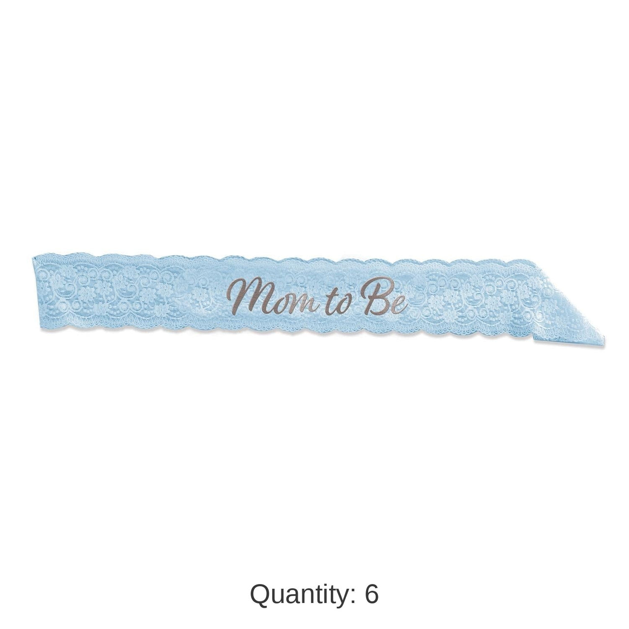 6 Pack Bulk Mom To Be Lace Sash - Light blue