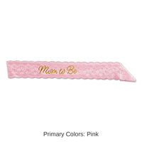 6 Pack Bulk Mom To Be Lace Sash - pink