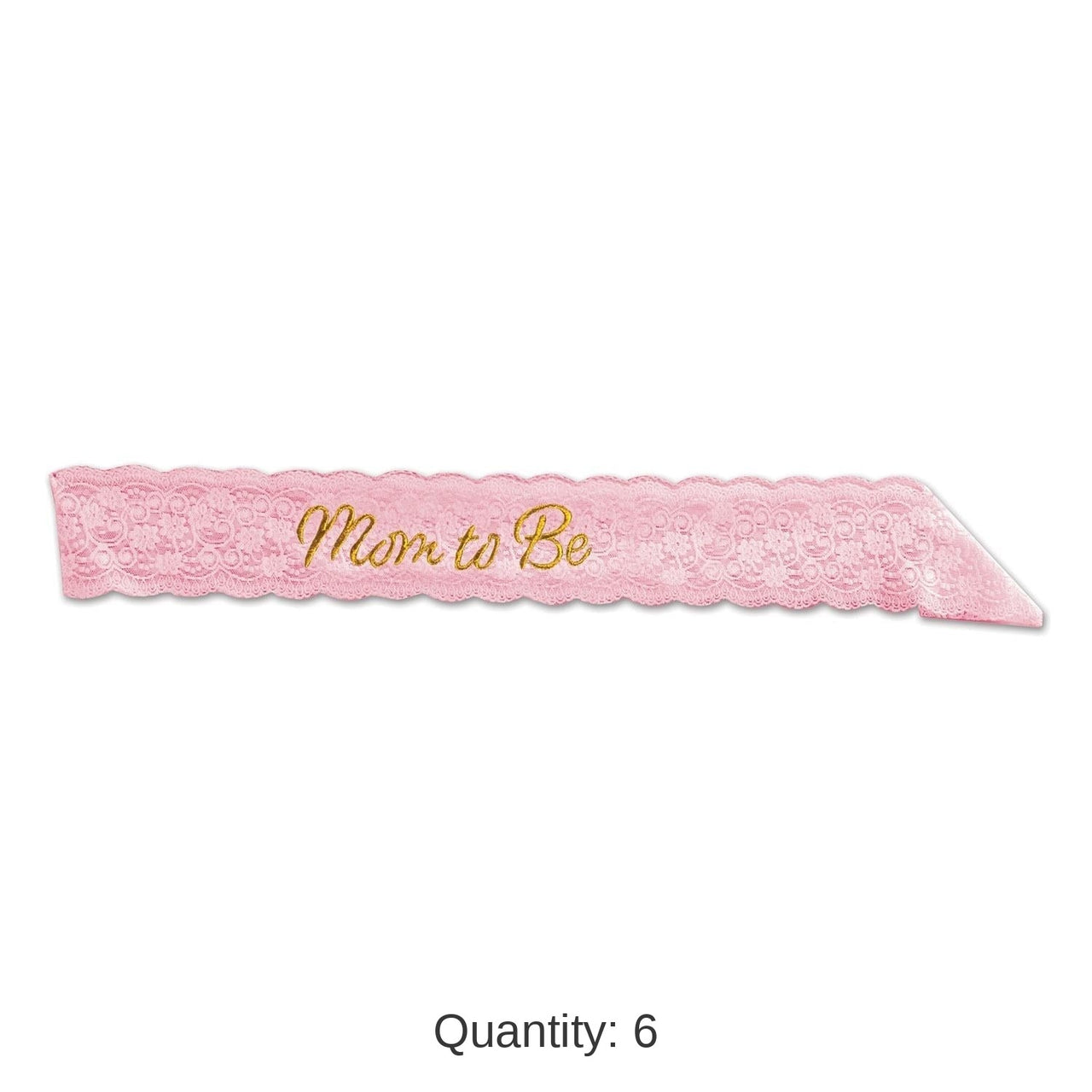 6 Pack Bulk Mom To Be Lace Sash - pink