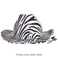 6 Pack Bulk Zebra Print Cowboy Hat