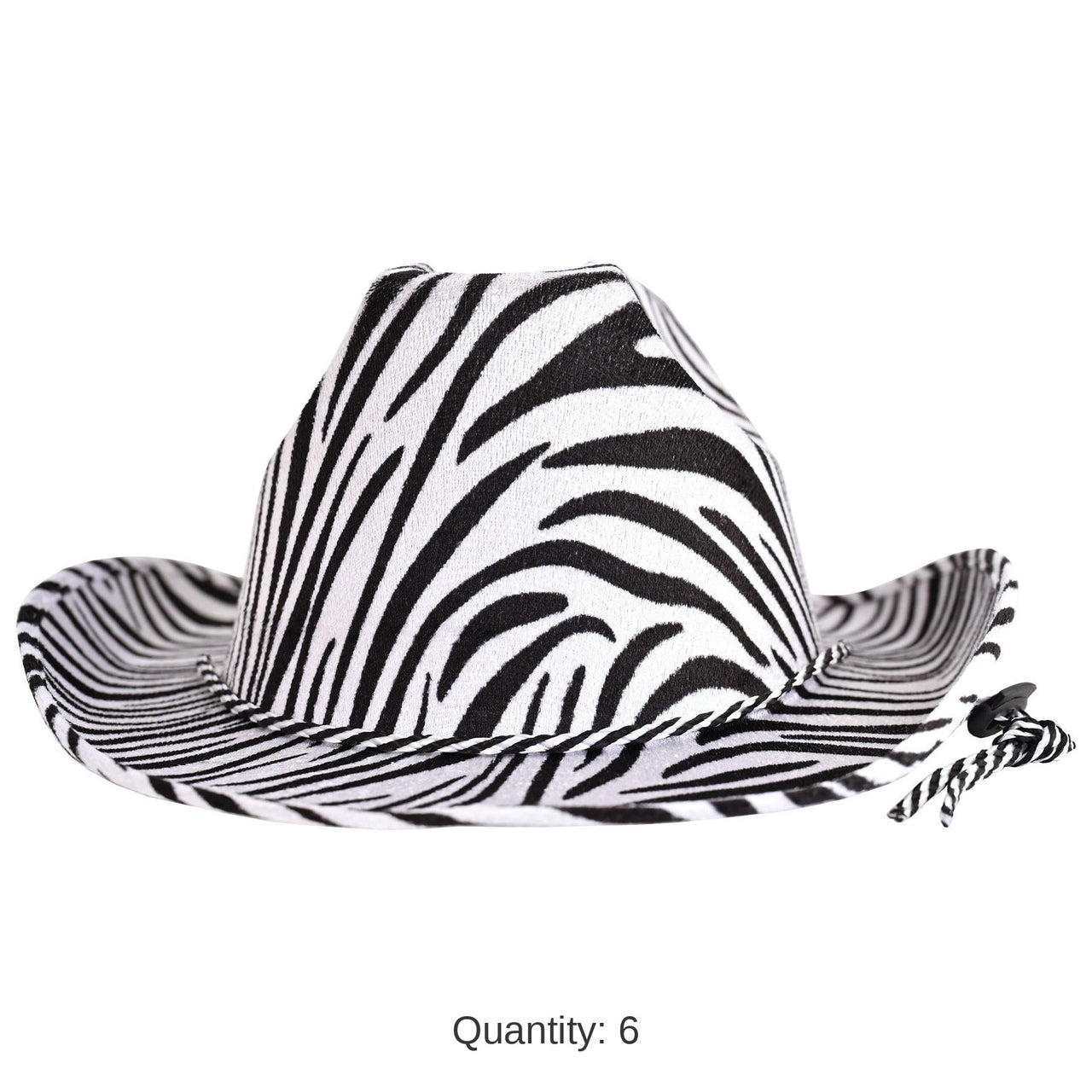 6 Pack Bulk Zebra Print Cowboy Hat