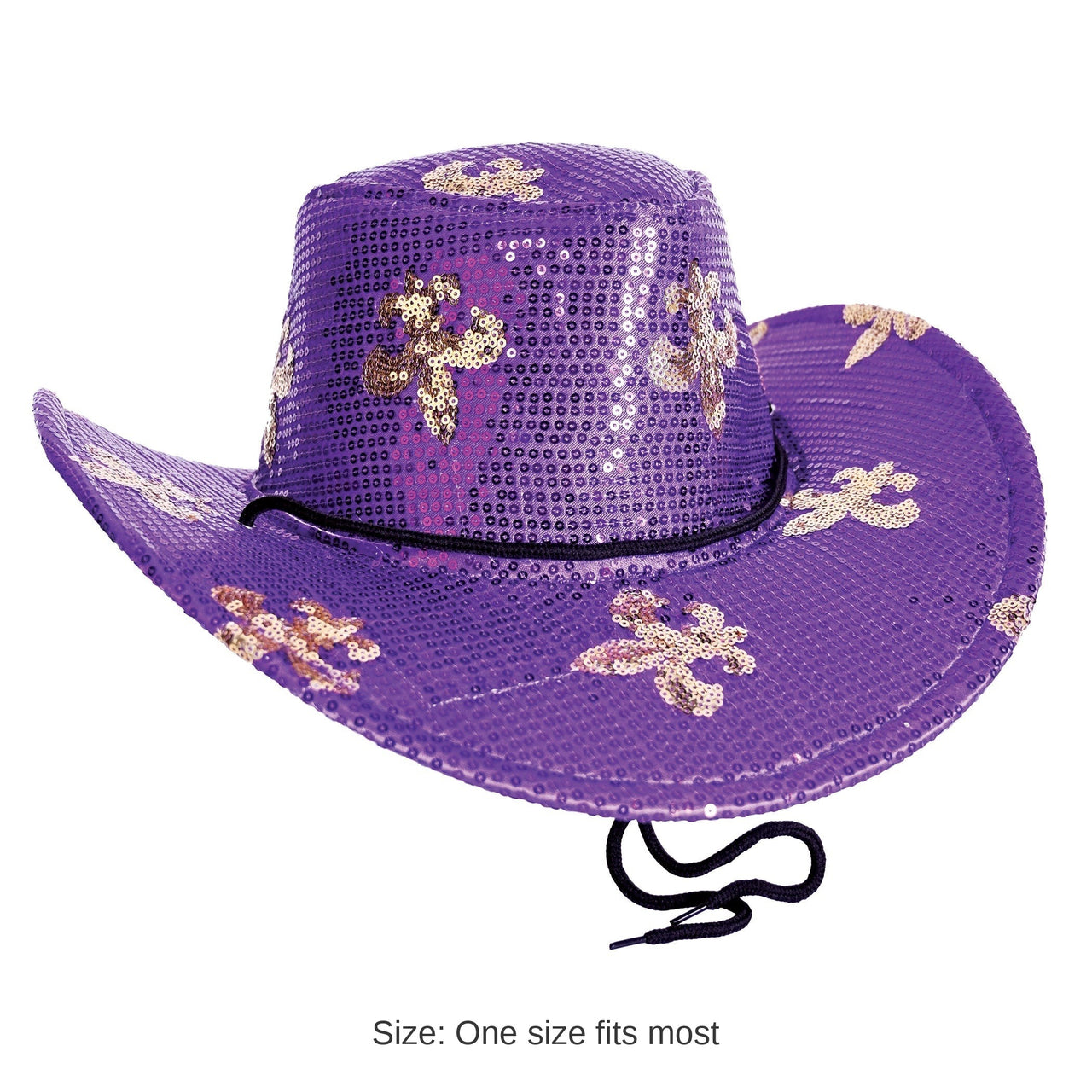 6 Pack Bulk Sparkling Mardi Gras Sequin Cowboy Hat One Size Fits Most
