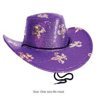 6 Pack Bulk Sparkling Mardi Gras Sequin Cowboy Hat One Size Fits Most