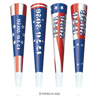 48 Pack Bulk Semiquincentennial Patriotic Horns Assorted Designs